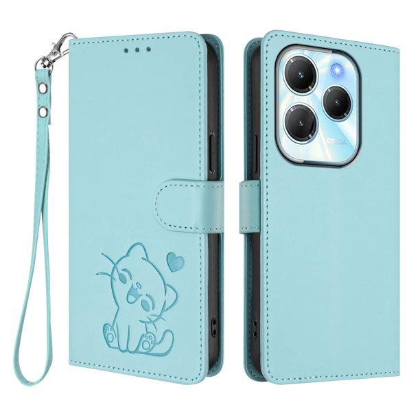 Infinix HOT 40 4G Funda Billetera con Ranuras para Tarjetas, Verde Claro