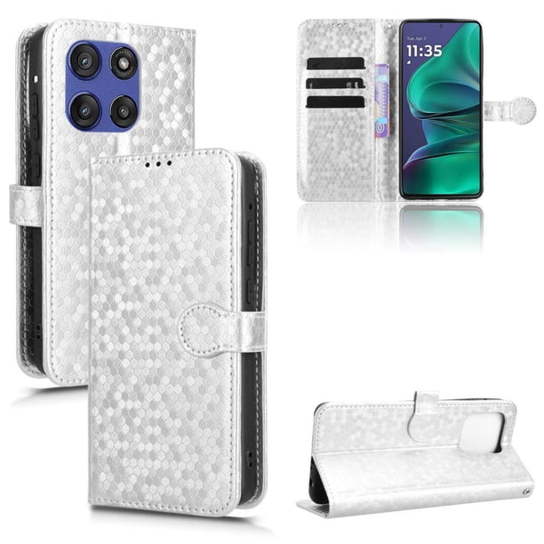 Funda Cartera Lunares Motorola Moto G Stylus 5G 2025 con Tarjetero, Correa y Soporte Plata