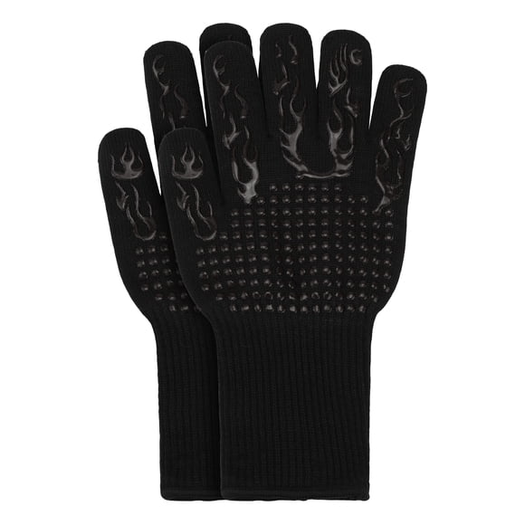 Guantes de Horno de Silicona, Guantes de Cocina Resistentes al Calor con Tejido, Agarre Flexible para Hornear, Asar a la Parrilla, Juego de Guantes de Cocina 2 Piezas Negro 12.6x5 pulgadas