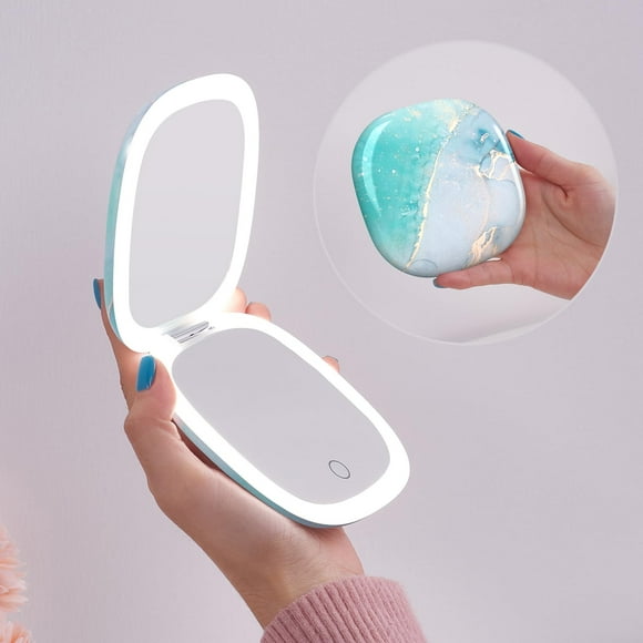 Espejo de maquillaje Mocado Compact LED Travel con aumento de 10X