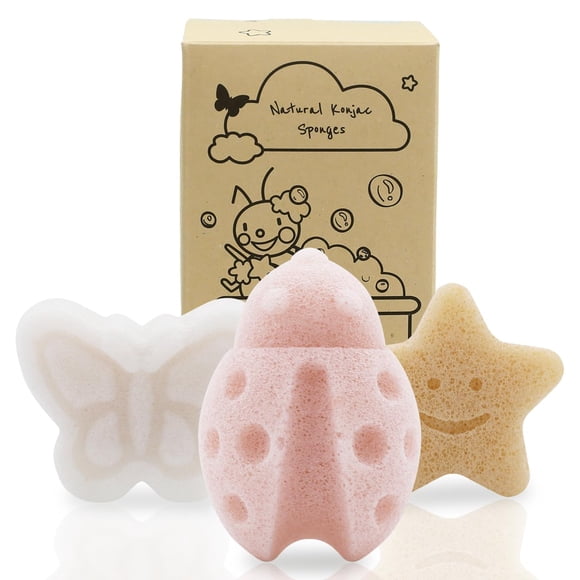 Esponja de baño myHomeBody 3 piezas Mariposa, Estrella y Mariquita
