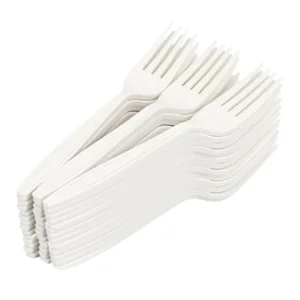 Genérica - Tenedores Compostables Pack 50 Und Blancos Postres Fiestas