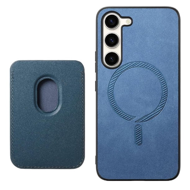 Funda de Cuero Magnética con Tarjetero para Samsung Galaxy S23 Cubierta Delgada Azul