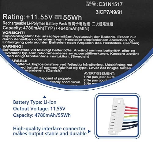 Antiee C31n1517 Bateria Para Laptop Compatible Con Asus Vivobook Flip Q304 Q304u Q304ua Q304uak Q304uj Q303ua Q304uakp Tp301 Tp301u Tp301ua Tp301uj 0b200-01840000 0b200-01840100 11.55v 55wh