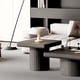 thumbnail image 3 of 23.6'' Modern Solid Wood Veneer End Table, Minimalist Square Side Table with Parquet Pattern, Grooved Cylindrical Base & Thickened Tabletop, Compact Accent Table for Living Room, Matte Black, 3 of 3