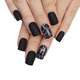 thumbnail image 1 of Uñas postizas cuadradas negras mate, cortas con brillo, cobertura total, con pegamento, 24 uñas postizas para mujeres y niñas., 1 of 7