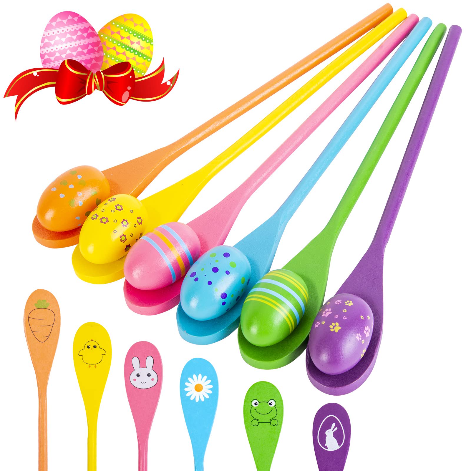 Lyubasa - Set De Juego Easter Egg And Spoon Race Para 6 Jugadores Para Niños
