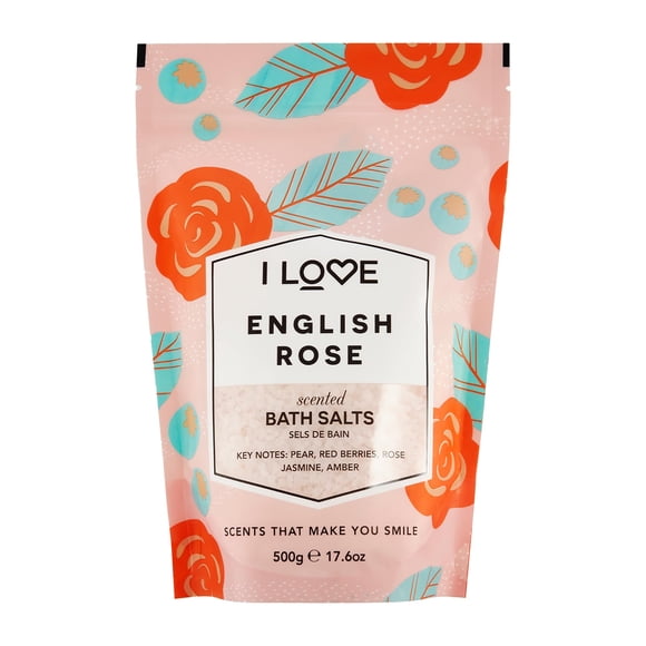 Sales de baño con aroma a rosa inglesa I Love, 500 ml, suavizantes para la piel
