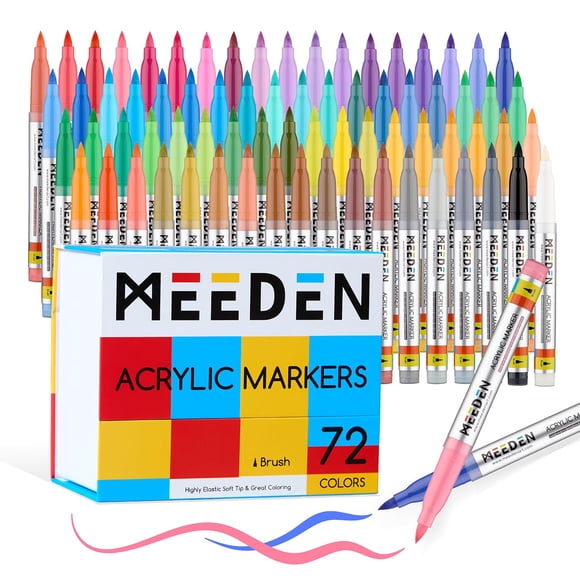 Marcador de Pintura Acrílica MEEDEN 72 Colores Punta de Pincel 7,1 ml