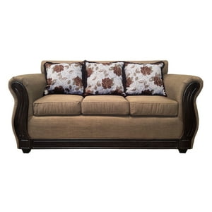 América Decora - Sofá Con Resorte Estructural 3 Personas Eleonor Liso Color Café Claro
