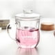 thumbnail image 3 of Vaso de vidrio transparente resistente al calor de 400 ml con tapa con filtro para té, ideal para oficina, 3 of 8