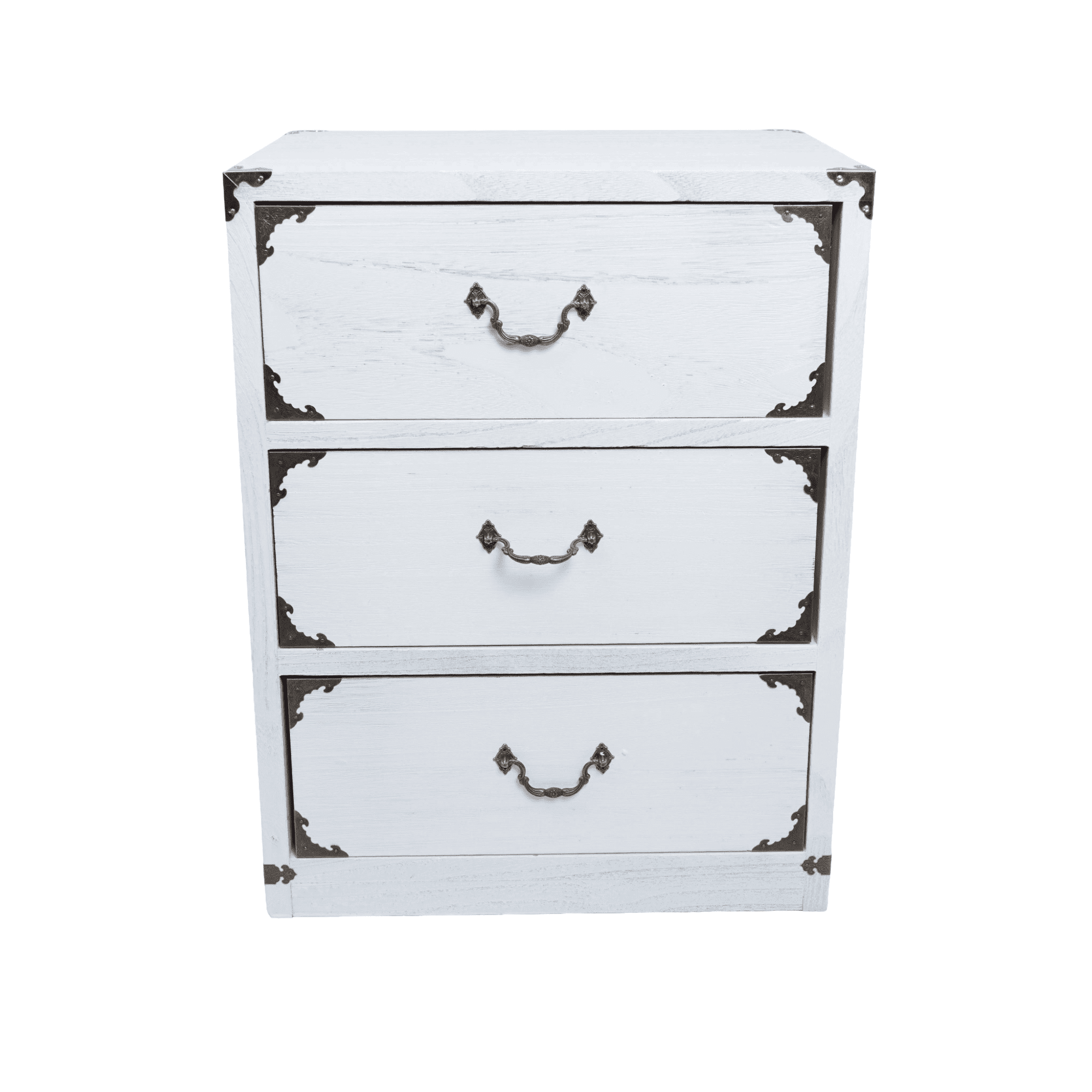 Itahome - Velador Dormitorio Lupe 3 Cajones Blanco Rustico