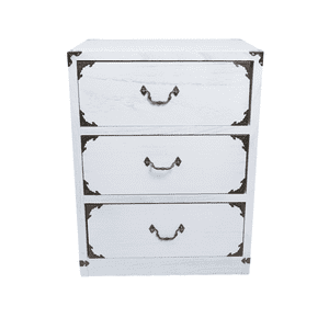 Itahome - Velador Dormitorio Lupe 3 Cajones Blanco Rustico