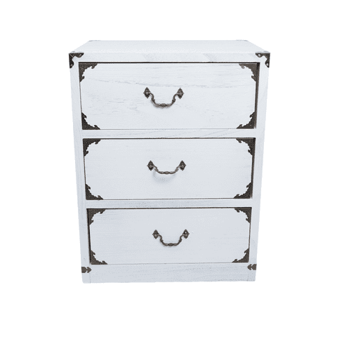 Itahome - Velador Dormitorio Lupe 3 Cajones Blanco Rustico