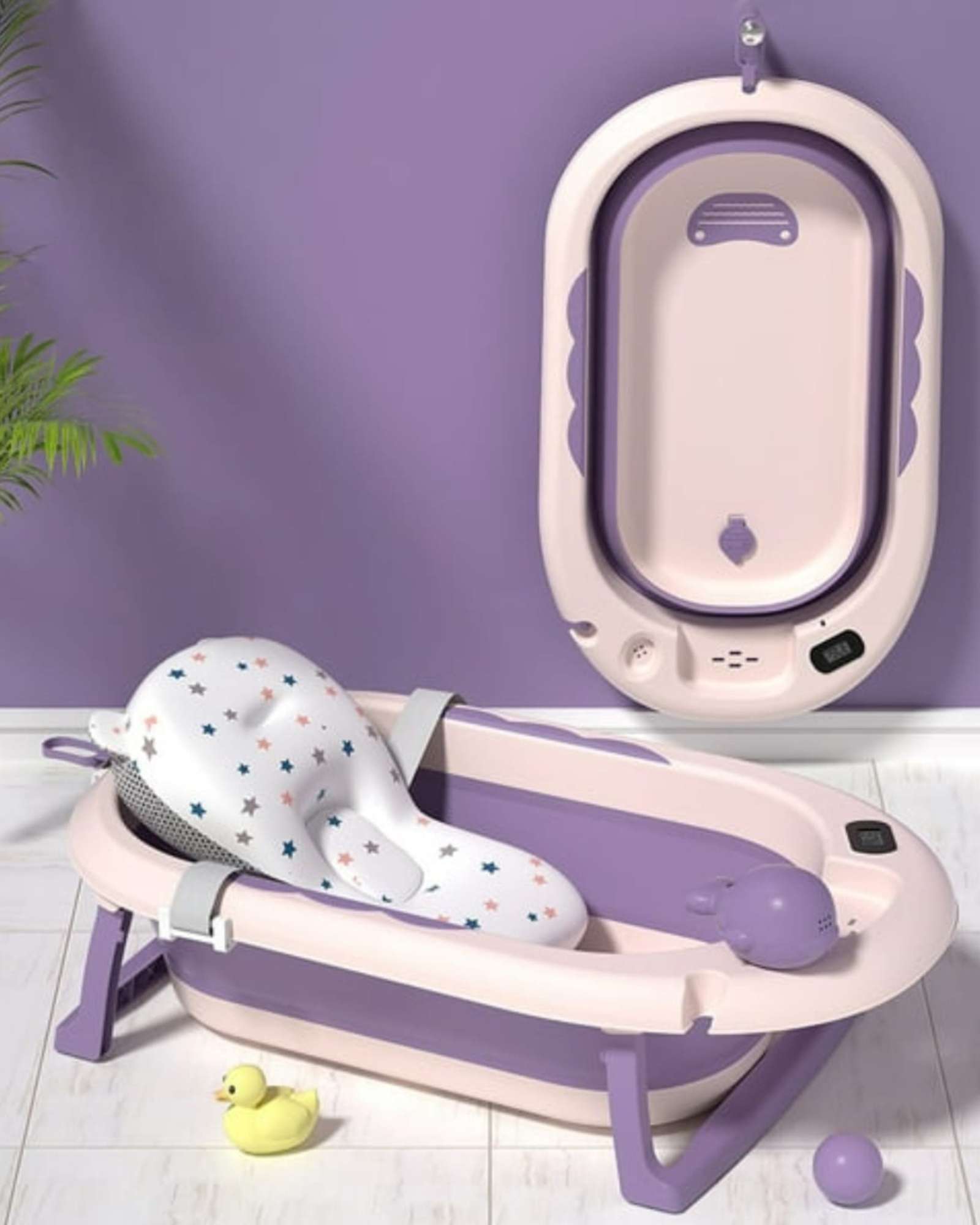Imac Hogar - Bañera Plegable Con Accesorios Para Bebes Morado