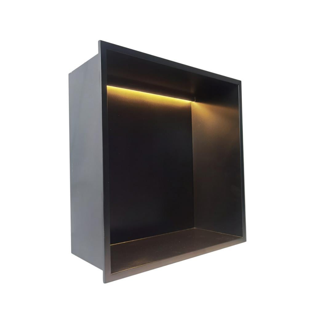 Magideal - Nicho De Ducha De Aleación De Aluminio, Nicho De Pared, Estante De Ducha Empotrado, Estante De Nicho De Ducha Para Almacenamiento De Baño Para Champú Negro