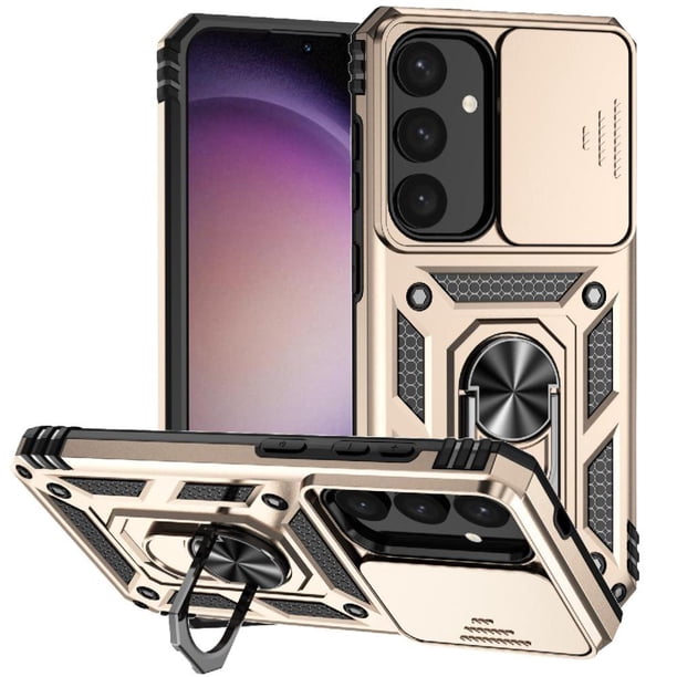 Funda Resistente Anillo Soporte Samsung Galaxy S25 Plus Privacidad Cámara Montaje Magnético Oro