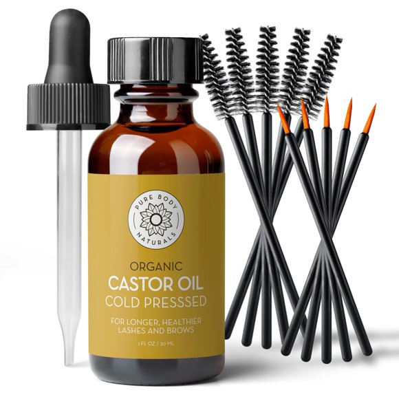 Sérum de aceite de ricino para crecimiento de cejas y pestañas Pure Body Naturals 30 ml