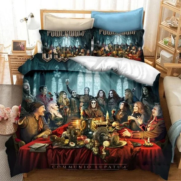 3D Print Powerwolf Bedding Set,Duvet Cover Comforter Bed Set Quilt Cover Pillowcase,King Queen Twin Size Boys Girls AdultsBed Sheets