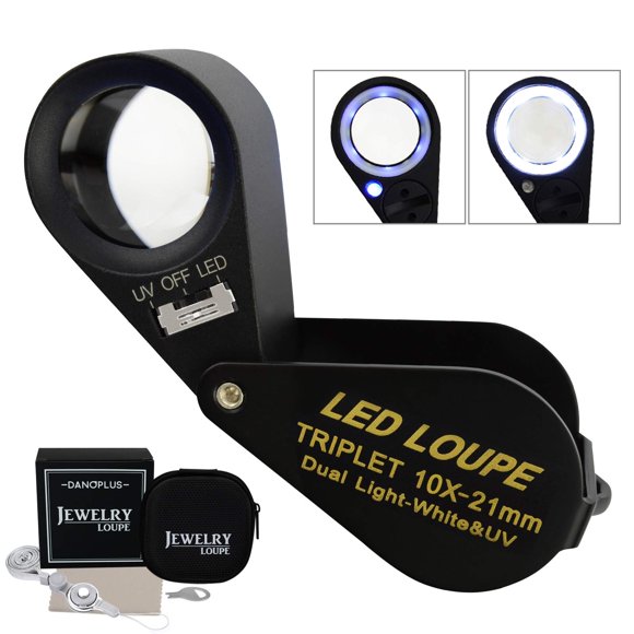 Lupa DANOPLUS 10x 21 mm LED UV con lente triplete