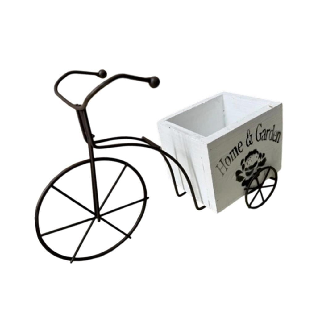 Magideal - Maceta Para Bicicleta, Maceta Para Bonsái, Caja De Flores De Madera Creativa, Contenedor Decorativo De Flores Para Oficina, Jardín, Decoración De Blanco