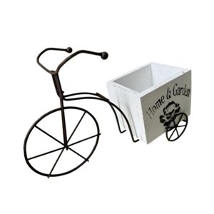 Magideal - Maceta Para Bicicleta, Maceta Para Bonsái, Caja De Flores De Madera Creativa, Contenedor Decorativo De Flores Para Oficina, Jardín, Decoración De Blanco