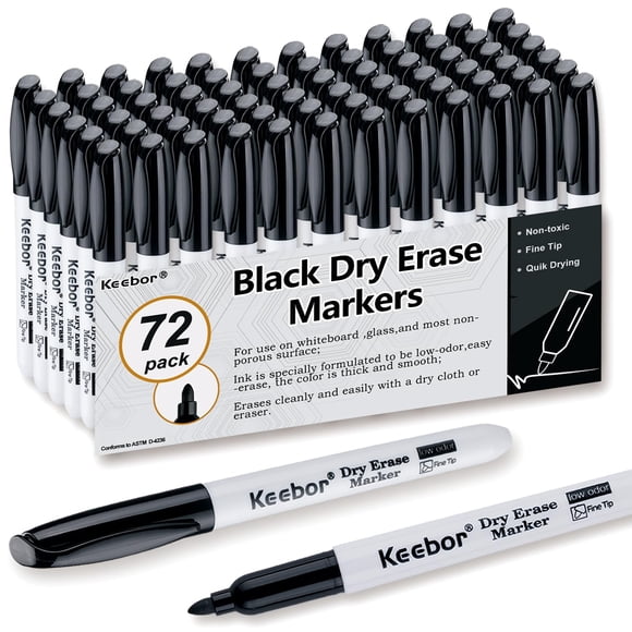 Rotuladores De Borrado En Seco Fine Tip Bold Black Paquete De 72