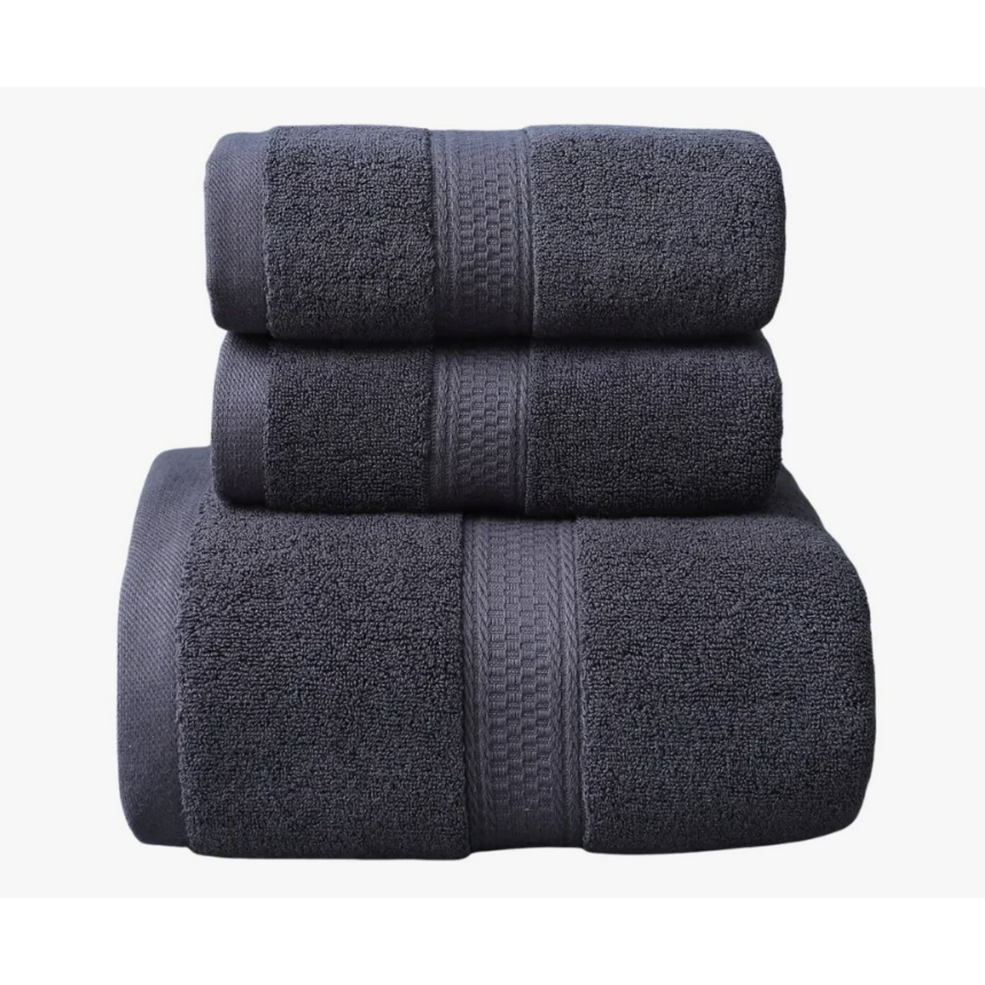 Atlas - Pack 3 Toallas Algodón Grueso Gris Oscuro