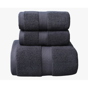 Atlas - Pack 3 Toallas Algodón Grueso Gris Oscuro
