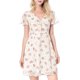 thumbnail image 2 of INSPIRE CHIC Vestido de Chifón con Cremallera y Cordones, Cuello en V Floral, Mangas Cortas Acampanadas para Mujer, Regreso a Clases, Talla S, Blanco, 2 of 8