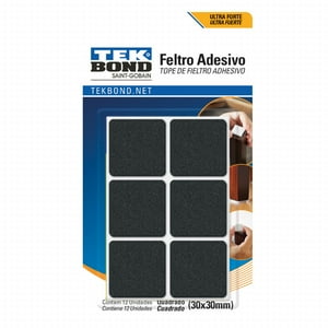 Fieltros Adhesivos Cuadrado 30Mm Negro 12Un. - Tekbond