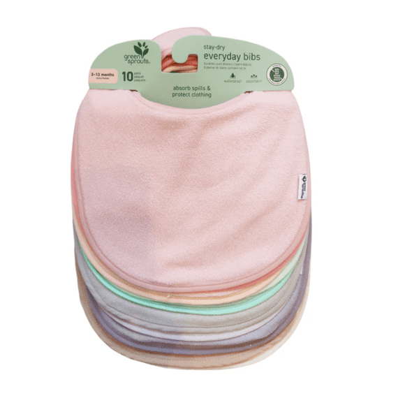 Pack 10 Baberos Impermeable y Absorbente Mix Rosa Pastel Green Sprouts