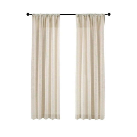 Cortina Lino 2 Paños Cortina 8 Anillos Deco 70x150cm 1