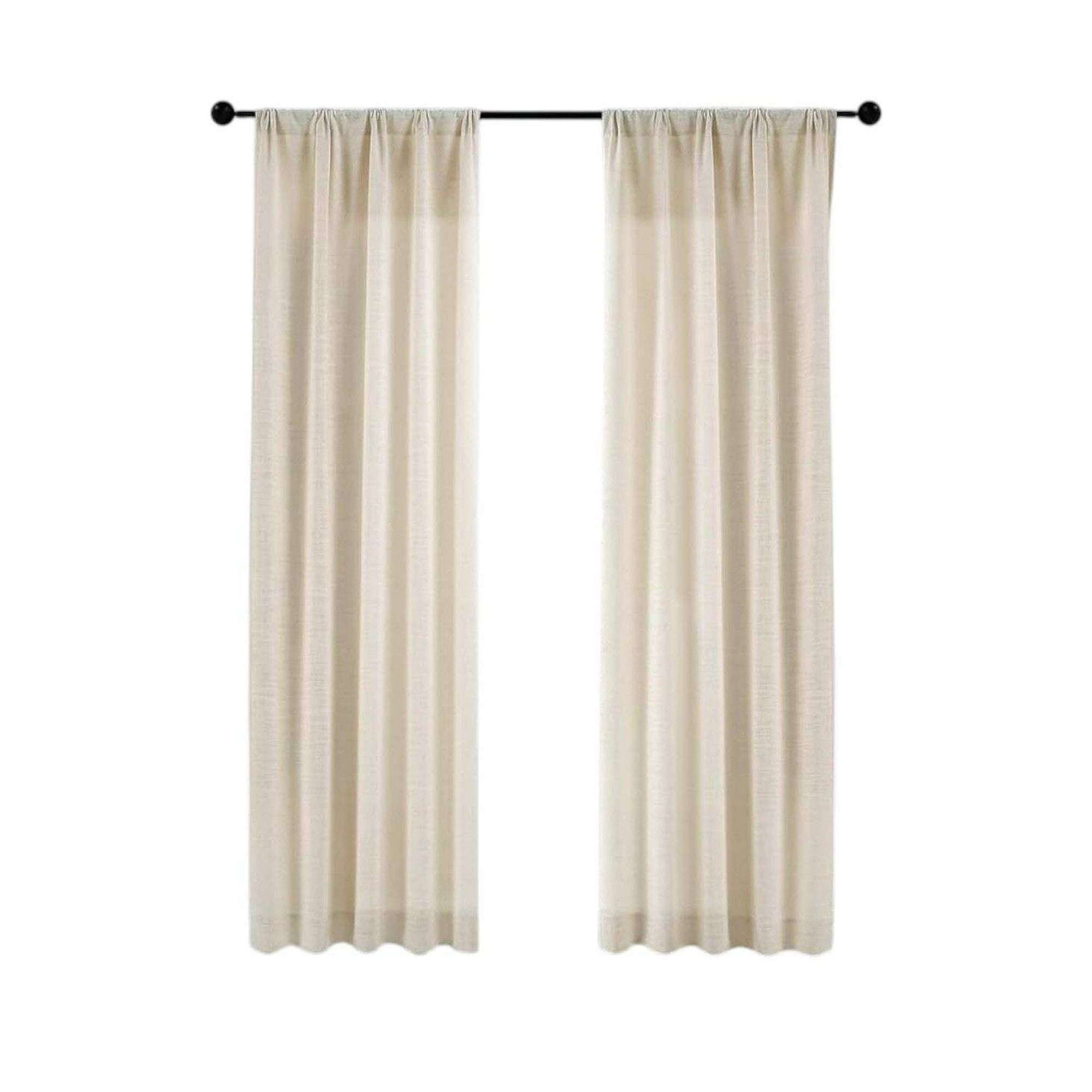 Oem - Cortina Lino 2 Paños Cortina 8 Anillos Deco 70x150cm 1