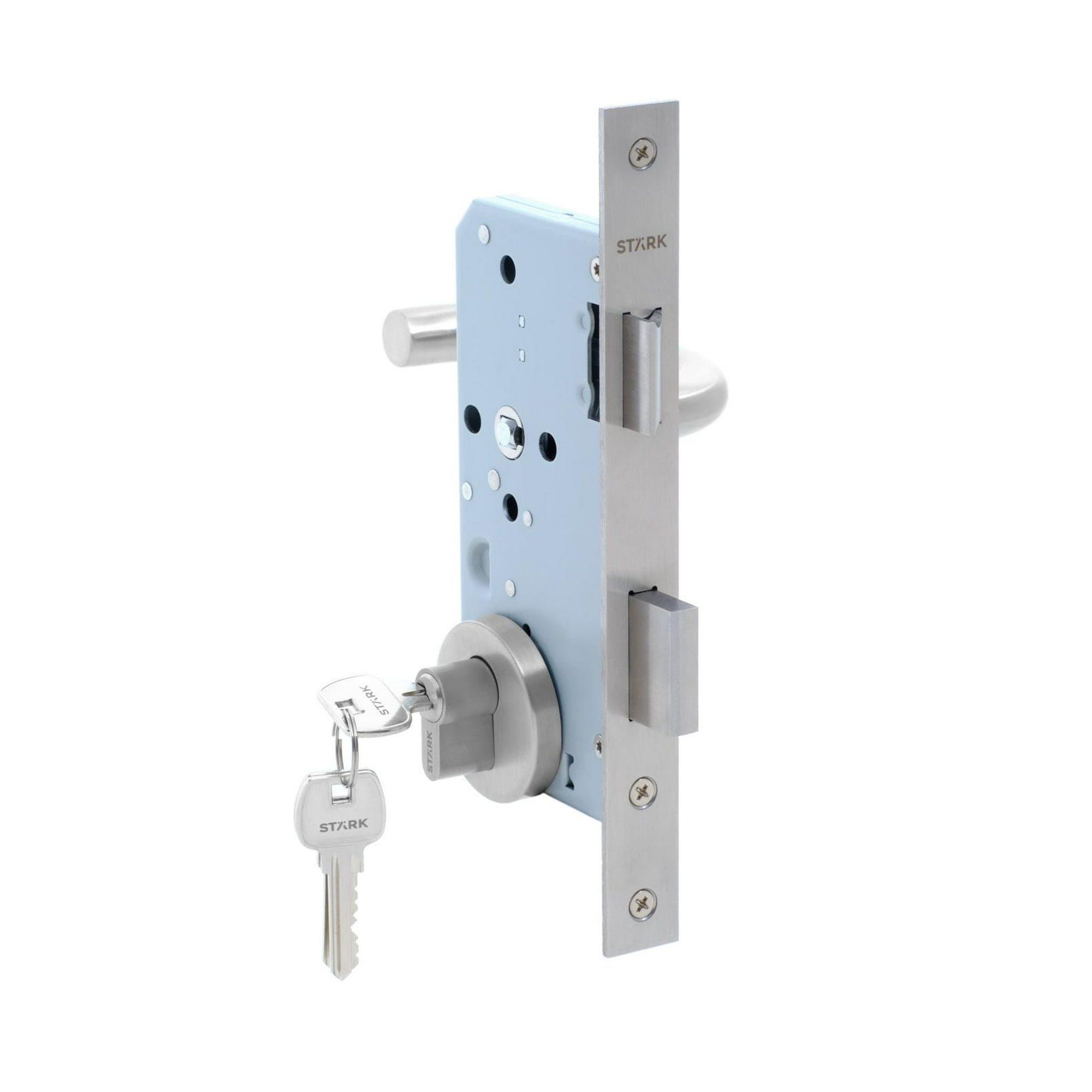 Stark Design - Cerradura De Embutir Puerta Acceso Principal. Cilindro Ambos Lados. Manilla Interior Derecha O Izquierda, Modelo: Tina. (acero Inoxidable 304). Sku: Sde200-ai.kit.tina1/2