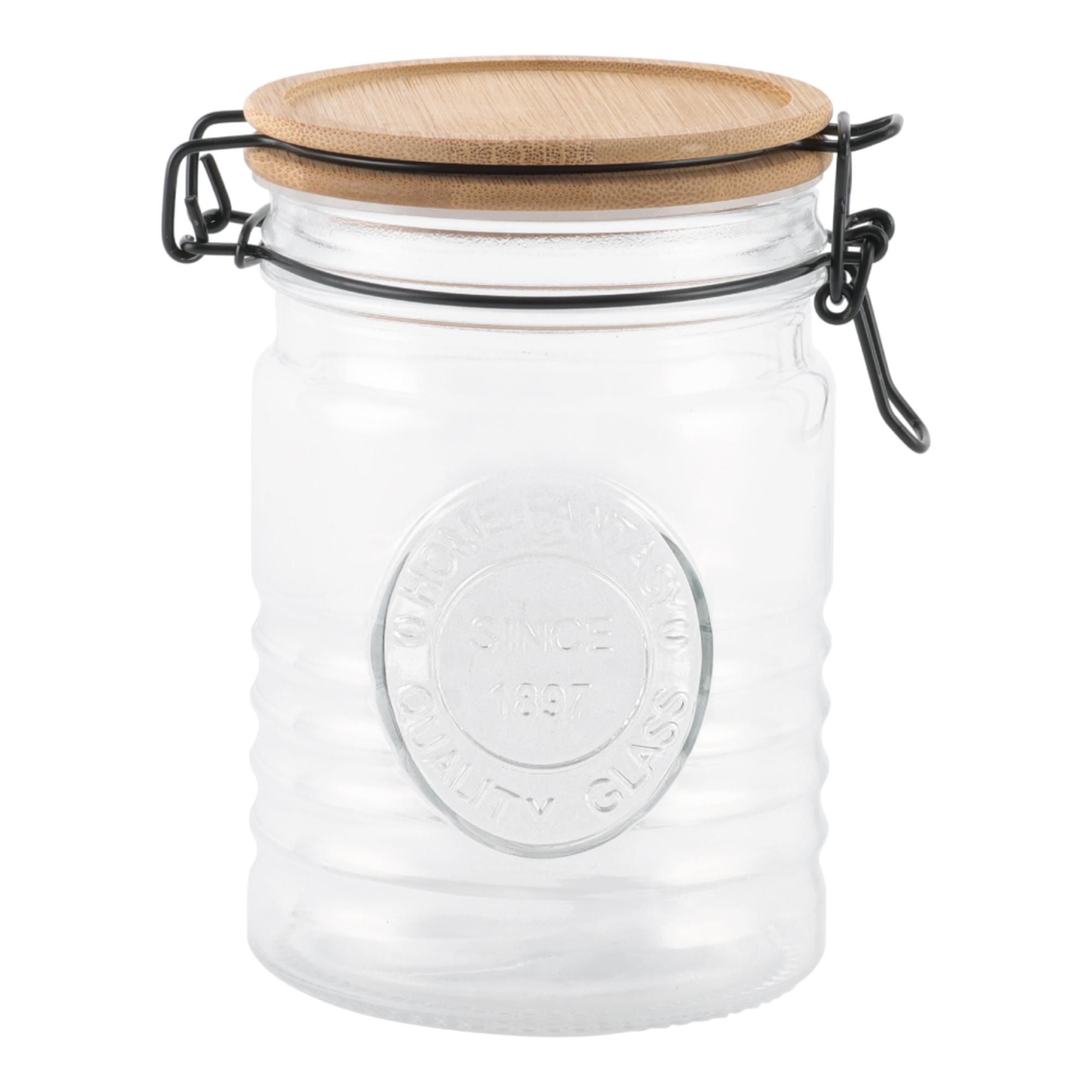 Haus - Frasco 750Ml Con Tapa Bambú 1 Pieza Vidrio Transparente