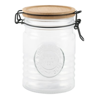 Frasco 750Ml Con Tapa Bambú 1 Pieza Vidrio Transparente  Haus