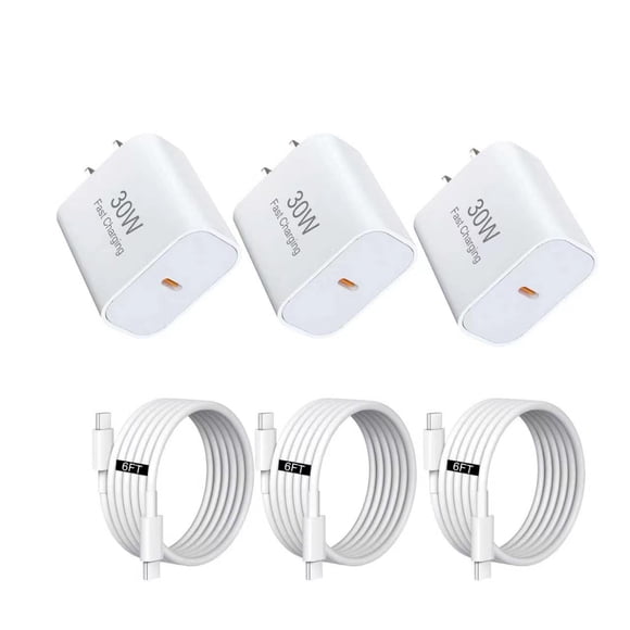 Cargador USB‑C ZOVARIN 30 W Pack de 3 con cable de 2 m para iPhone