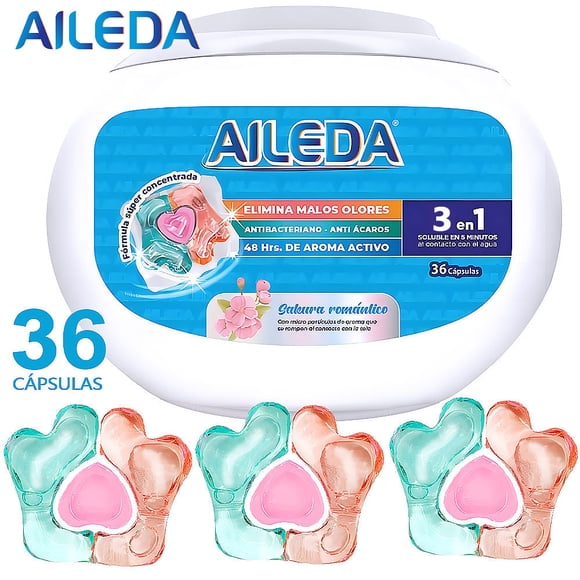 Detergente en cápsulas Aileda 36 unidades, fragancia Sakura Romántica para lavado diario de ropa