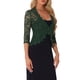 thumbnail image 4 of INSPIRE CHIC Chaqueta de Encaje Floral para Mujer con Mangas 3/4 y Un Botón Bolero Cárdigan Verde Oscuro S, 4 of 6