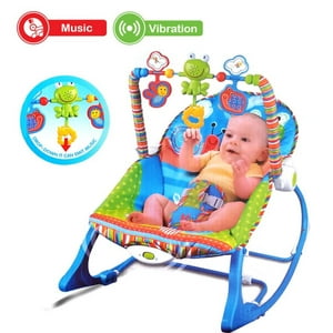 Total Upgrate - Juguete Silla Mecedora Vibradora Musical Azul