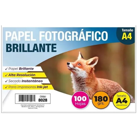 Papel Fotografico 100 Hojas A4 180 grs