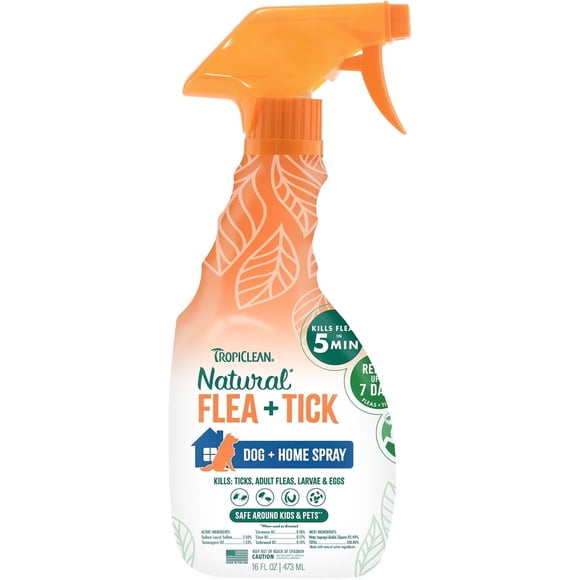 TropiClean Maximum Strength Flea Spray for Dogs and Home, 16 oz