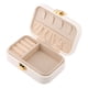 thumbnail image 3 of Caja de joyería de cuero PU REGALWOVEN para mujeres, organizador de joyas de una sola capa con cierre a presión blanco, 3 of 7