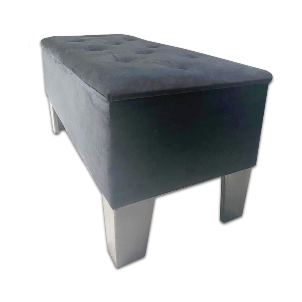 Muebles Hvm - Banqueta Baul Hvm Negra Felpa