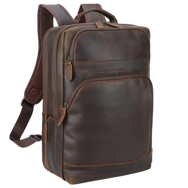 Mochila para portátil Masa Kawa de piel marrón para hombre, 16 pulgadas y 15,6 pulgadas