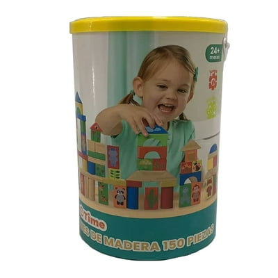 Bloques De Madera 150Pcs Wooden Blocks Multicolor Kidz Time