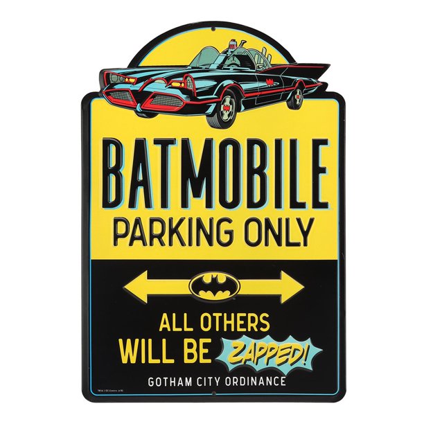 Letrero de estacionamiento Batman Batmobile de Open Road Brands para decoración de pared