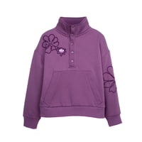 Pillin - Polerón Niña Flores Cuello Alto Y Broches Morado