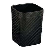 Bothyi - Cubo De Basura Cuadrado Estilo Ratán Para Sala De Estar Baño Cocina Negro